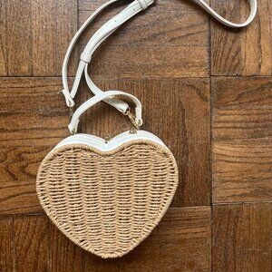heart rattan crossbody bag / purse